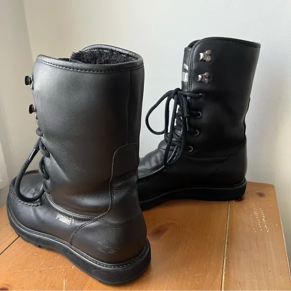 Vintage Puma Men's Black Leather Fur Lined Moc Toe Winter Snow Boots 10.5