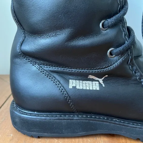 Vintage Puma Men's Black Leather Fur Lined Moc Toe Winter Snow Boots 10.5