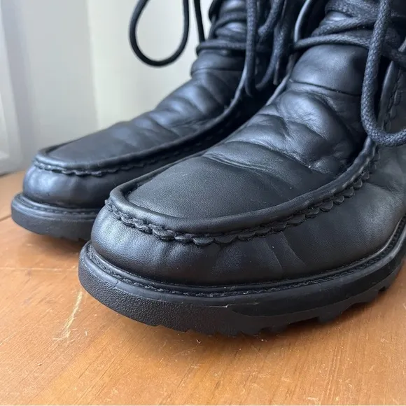Vintage Puma Men's Black Leather Fur Lined Moc Toe Winter Snow Boots 10.5