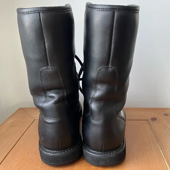 Vintage Puma Men's Black Leather Fur Lined Moc Toe Winter Snow Boots 10.5