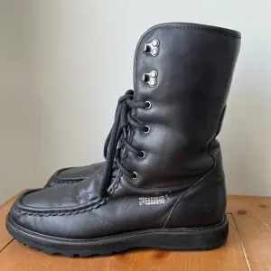 Vintage Puma Men's Black Leather Fur Lined Moc Toe Winter Snow Boots 10.5