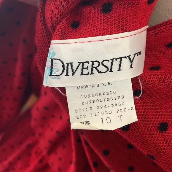 Vintage Red and black polka dot knit long sleeve dress