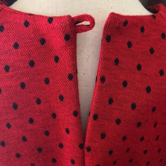 Vintage Red and black polka dot knit long sleeve dress