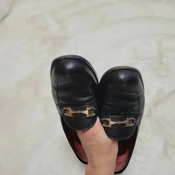 Vintage Salvatore Ferragamo Leather Loafers Chunky Heel Horsebit School Girl 7 B