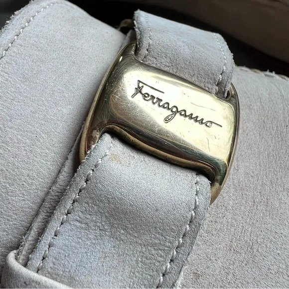 Vintage Salvatore Ferragamo Men’s Loafers Sz 9 D Beige Suede Leather Classic