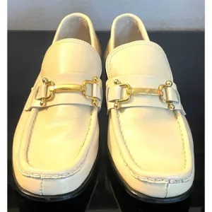 Vintage Sebagos Horsebit Women’s Loafers Cream Handcrafted Size 6.5 C