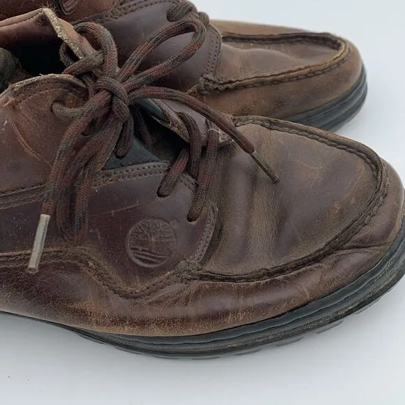 Vintage Timberland brown leather lace up boat shoes