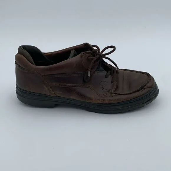 Vintage Timberland brown leather lace up boat shoes
