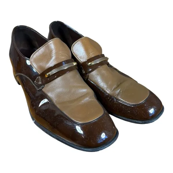 Vintage Two-Tone‎ Brown Leather Loafers