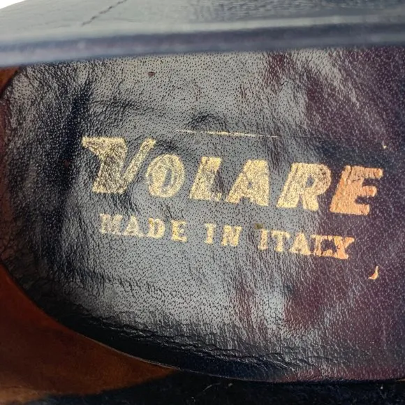 Vintage VOLARE By Carlo Leoni Navy‎ Blue Itaian Leather Loafers