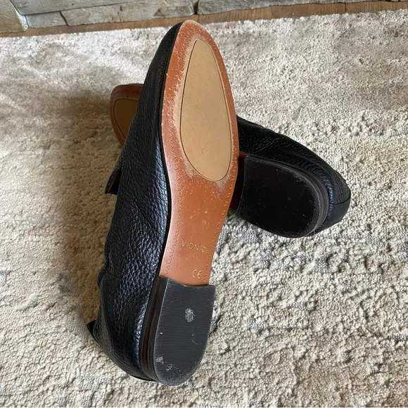Vionic Amora Faux Fur Insole Loafers Slip On Black Pebbled Leather: 7.5