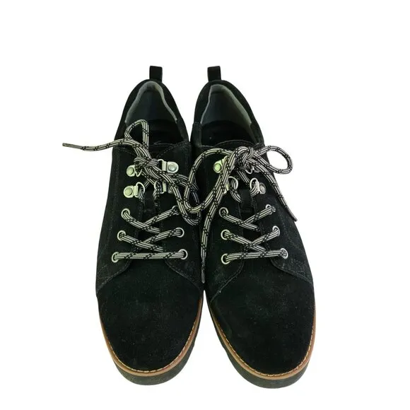 Vionic Ballari Black Suede Leather Lace Up Loafers Size 8
