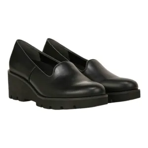 VIONIC Black Leather Women's Willa Wedge Loafers Size 9 NWOT