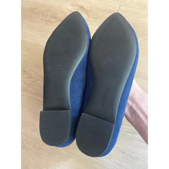 Vionic Caballo flats women’s size 7.5 blue suede pointed toe comfort slip on