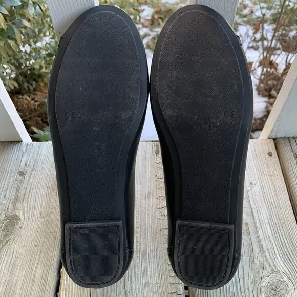 VIONIC Caroll Ballet Flats Leather Black Slip On Comfort Shoe Womens 8.5