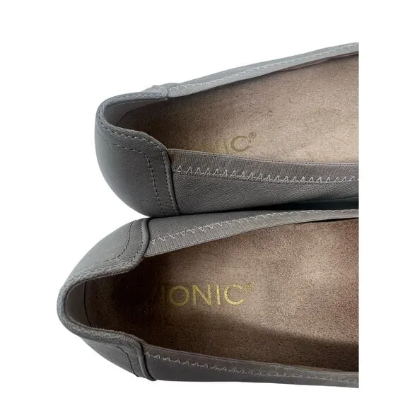 Vionic Caroll Gray Leather Comfort Ballet Flats 7