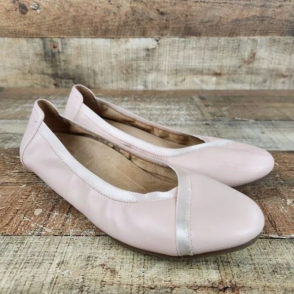 Vionic Caroll Women Sz 9.5 Ballerina Flats Slip On Pink Leather Comfort Shoes