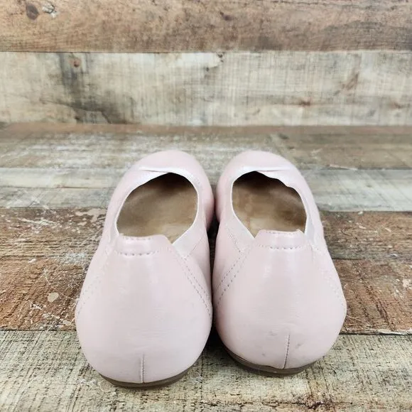 Vionic Caroll Women Sz 9.5 Ballerina Flats Slip On Pink Leather Comfort Shoes