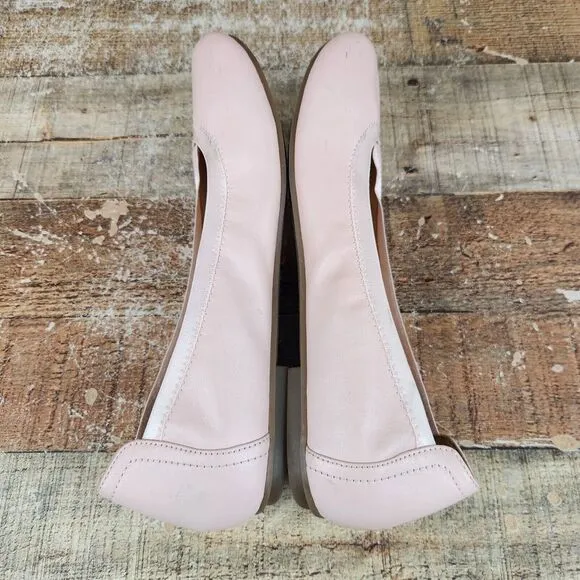 Vionic Caroll Women Sz 9.5 Ballerina Flats Slip On Pink Leather Comfort Shoes