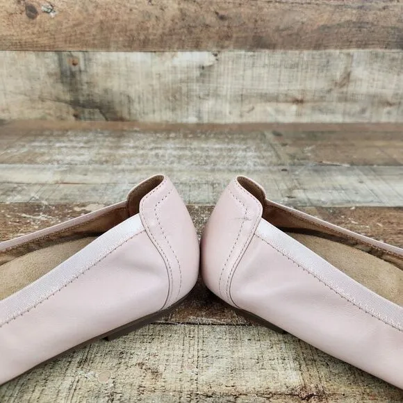 Vionic Caroll Women Sz 9.5 Ballerina Flats Slip On Pink Leather Comfort Shoes