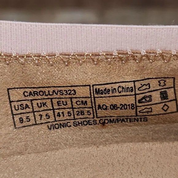 Vionic Caroll Women Sz 9.5 Ballerina Flats Slip On Pink Leather Comfort Shoes