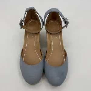 VIONIC Espadrilles Wedges Women 10 Blue Canvas Ankle Strap Closed Toe Amy