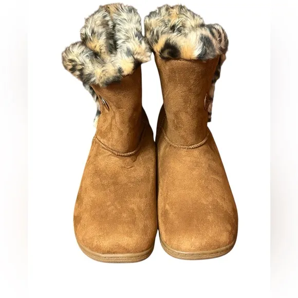Vionic Fairfax Women's Faux Fur Lined Slipper Boots Chestnut Size 10 NEW!