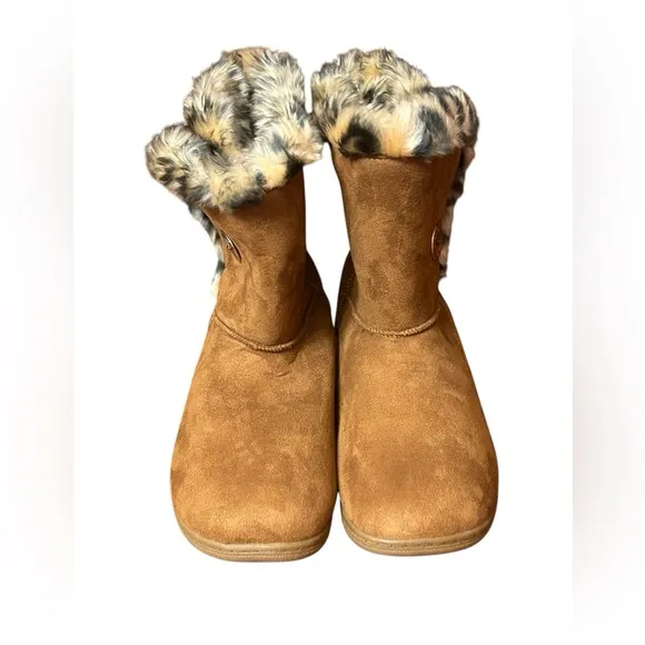 Vionic Fairfax Women's Faux Fur Lined Slipper Boots Chestnut Size 10 NEW!