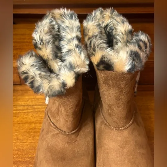 Vionic Fairfax Women's Faux Fur Lined Slipper Boots Chestnut Size 10 NEW!