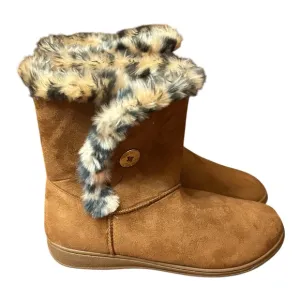 Vionic Fairfax Women's Faux Fur Lined Slipper Boots Chestnut Size 10 NEW!