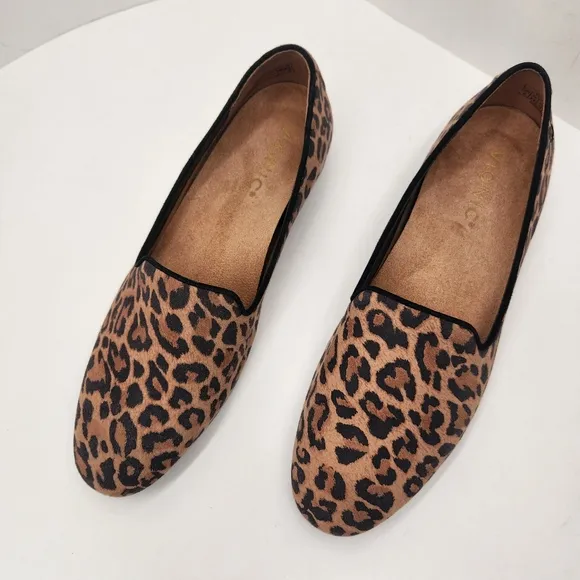 Vionic flats 6 tan leather loafers Willa II animal leopard print arch new $130