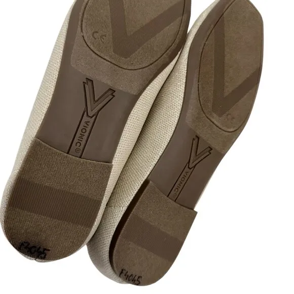 Vionic Klara Womens Beige Oatmeal Gold Knit Ballet Flats SZ 8 Bow Accent-RUN BIG