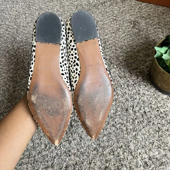 Vionic Lena Spot Flats Shoe Size 7.5 Pointed Toe Comfort Slip on Cheetah