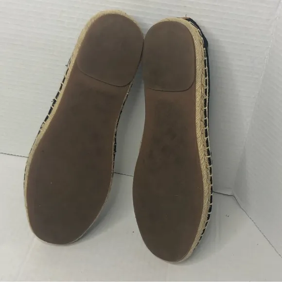 Vionic Loafers Valeri Slip On Shoes Womens 9 Black Tan Canvas Espadrilles Flats
