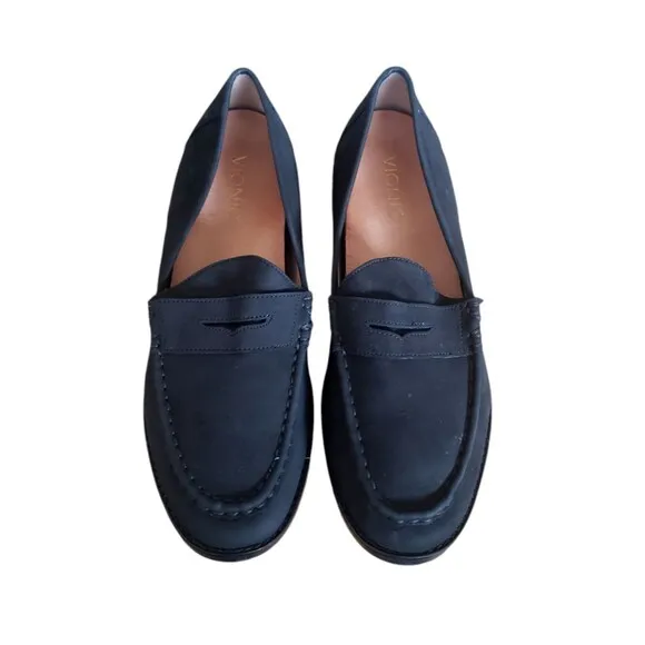Vionic Loafers Women's Size 9 Suede Waverly Black Leather Slip On Penny Loafers