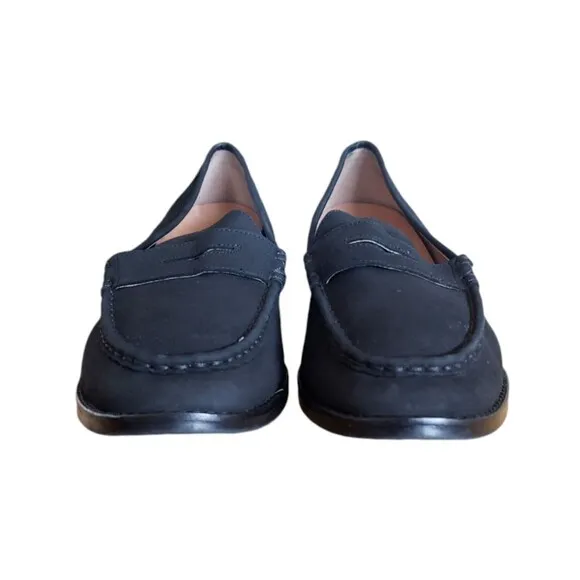 Vionic Loafers Women's Size 9 Suede Waverly Black Leather Slip On Penny Loafers
