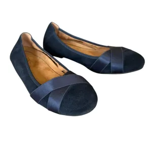 Vionic Maria Navy Suede Criss Cross Ribbon Ballet Flats Women's Size 8W