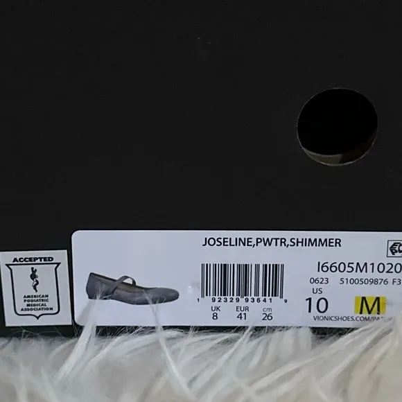 VIONIC NWT 10 Joseline Mary Jane Flats in Pewter Shimmer • Gray Shimmer Shoes
