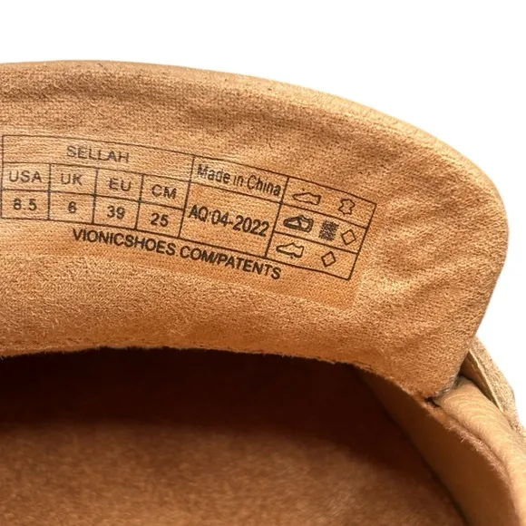 Vionic Sellah Loafers Womens Shoe Size 8.5 Tan Leather Slip On Casual Block Heel