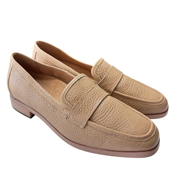 Vionic Sellah Loafers Womens Shoe Size 8.5 Tan Leather Slip On Casual Block Heel