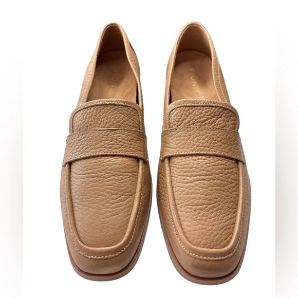 Vionic Sellah Loafers Womens Shoe Size 8.5 Tan Leather Slip On Casual Block Heel