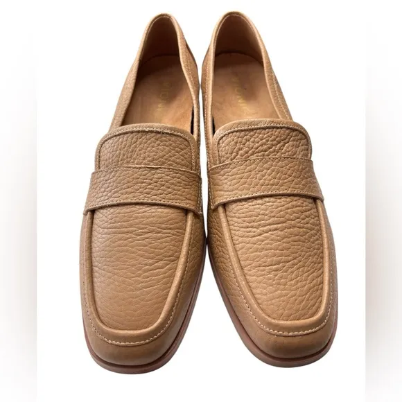Vionic Sellah Loafers Womens Shoe Size 8.5 Tan Leather Slip On Casual Block Heel