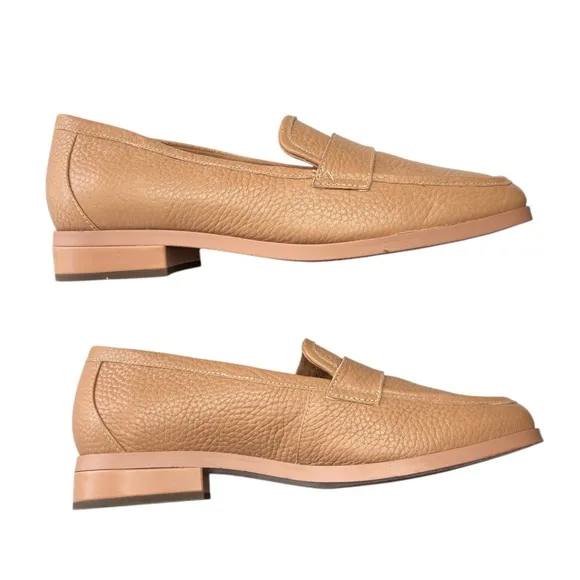 Vionic Sellah Loafers Womens Shoe Size 8.5 Tan Leather Slip On Casual Block Heel