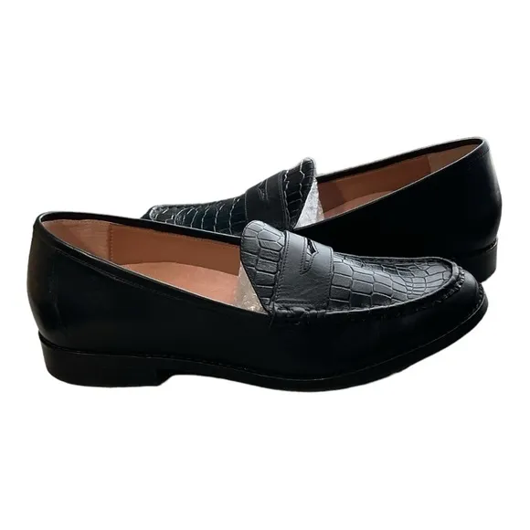 Vionic Waverly Croc Embossed Leather Loafers Size 8.5
