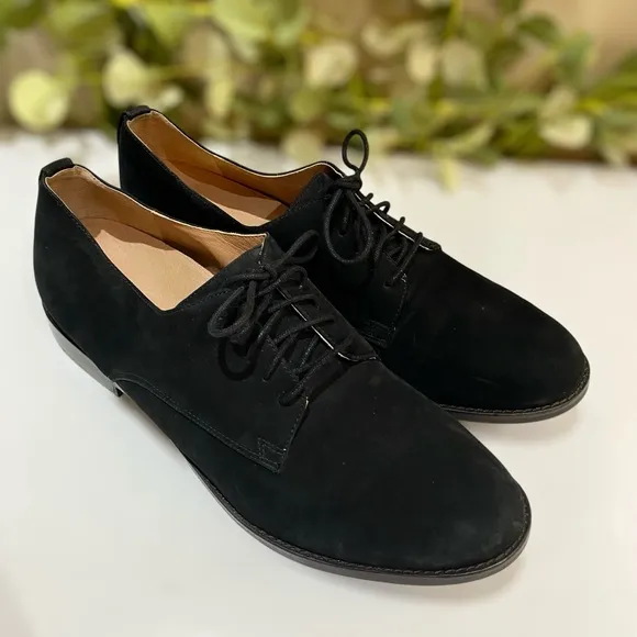 Vionic Weslyn Black Oxford Loafers Suede Leather Women’s Size 11
