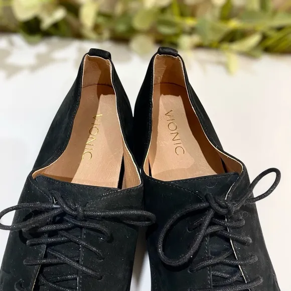 Vionic Weslyn Black Oxford Loafers Suede Leather Women’s Size 11