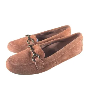 Vionic wide Bibiana suede leather gold hardware flats loafers 7 WIDE