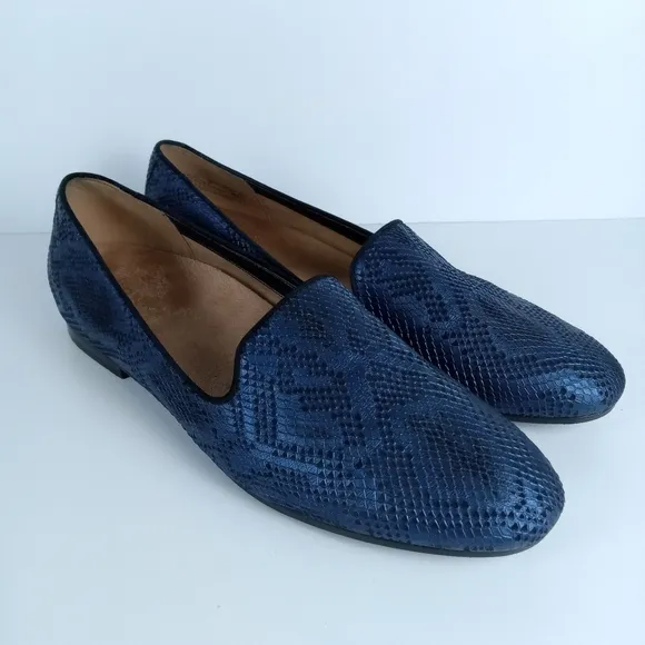 Vionic Willa II Loafers Womens 11 Blue Matallic Snakeprint Slip-On Flats Comfort