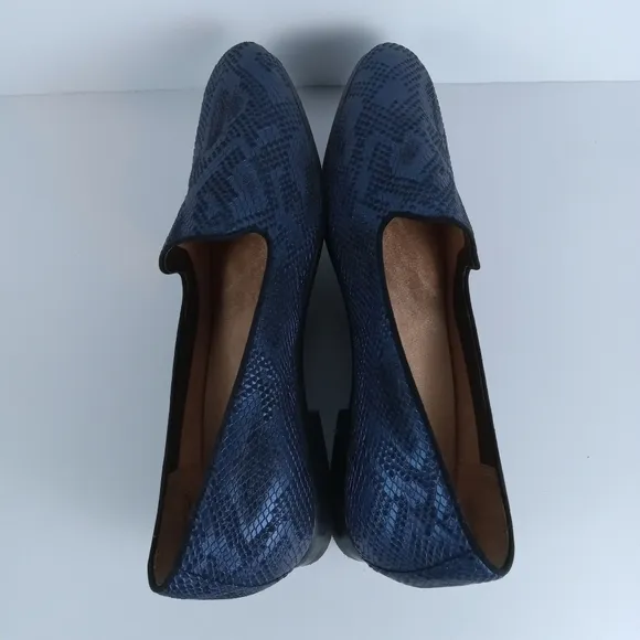 Vionic Willa II Loafers Womens 11 Blue Matallic Snakeprint Slip-On Flats Comfort