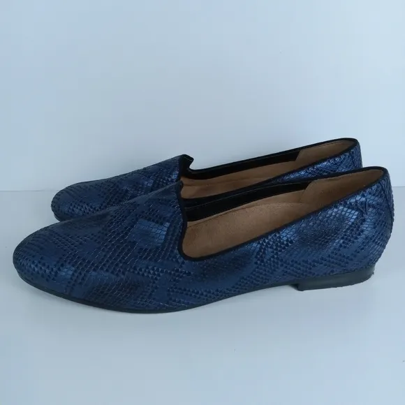 Vionic Willa II Loafers Womens 11 Blue Matallic Snakeprint Slip-On Flats Comfort